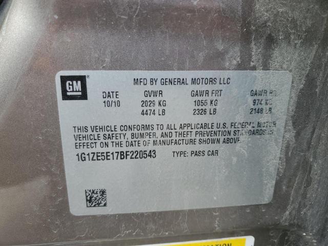 1G1ZE5E17BF220543 - 2011 CHEVROLET MALIBU LTZ ნაცრისფერი ფოტო 12