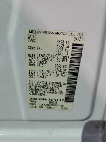 1N6BF0KM4MN808137 - 2021 NISSAN NV 1500 S WHITE photo 12