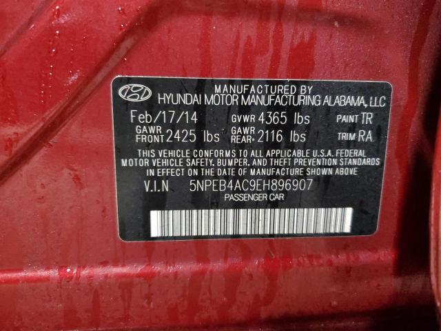 5NPEB4AC9EH896907 - 2014 HYUNDAI SONATA GLS BURGUNDY photo 12