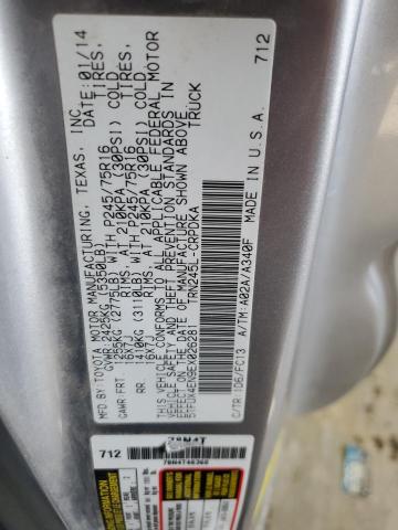 5TFUX4EN9EX026281 - 2014 TOYOTA TACOMA ACCESS CAB ნაცრისფერი ფოტო 12