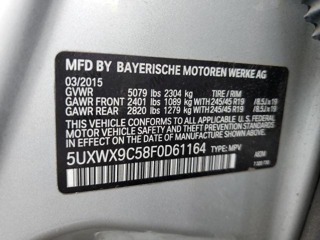 5UXWX9C58F0D61164 - 2015 BMW X3 XDRIVE28I SILVER photo 12