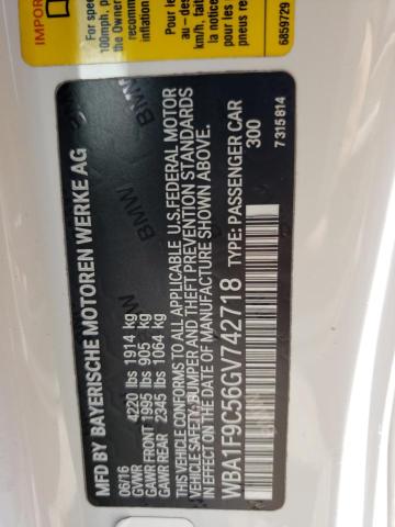 WBA1F9C56GV742718 - 2016 BMW 228 I SULEV WHITE photo 12