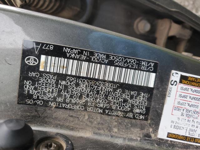 JTDBE32K853031562 - 2005 TOYOTA CAMRY LE GRAY photo 12