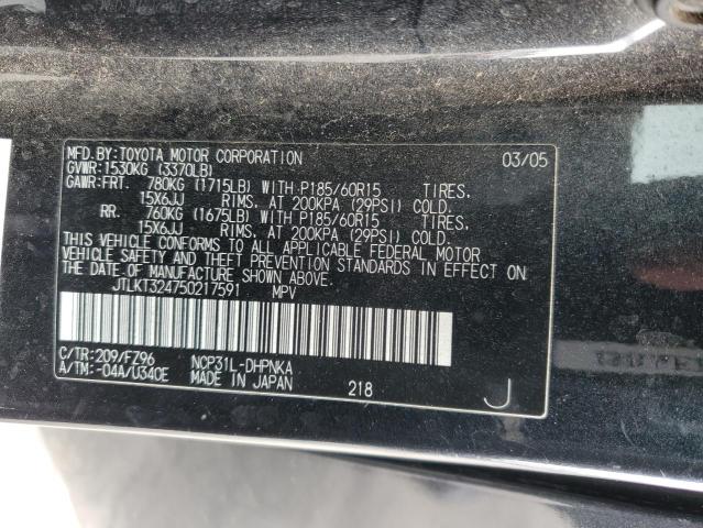 JTLKT324750217591 - 2005 TOYOTA SCION XB BLACK photo 12