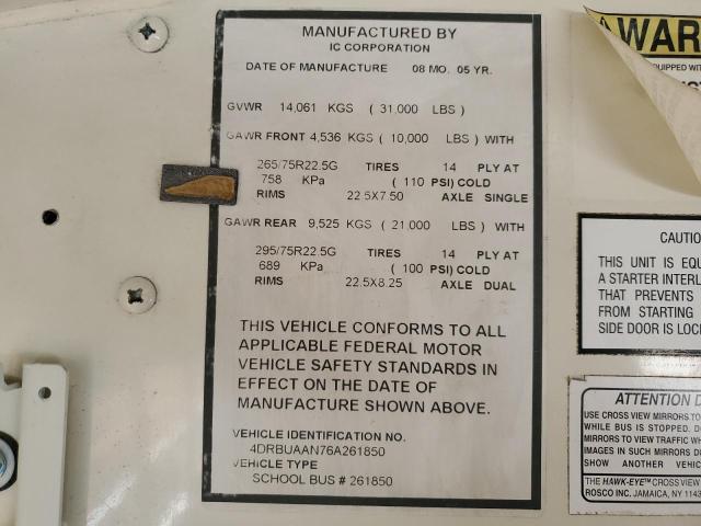 4DRBUAAN76A261850 - 2006 IC CORPORATION 3000 YELLOW photo 10