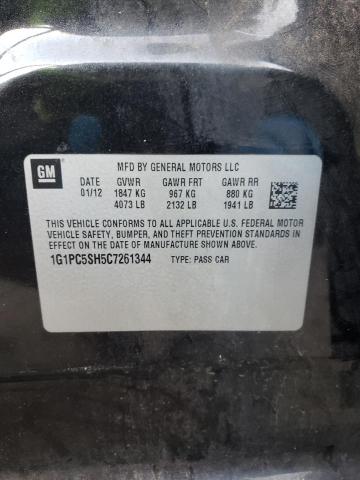 1G1PC5SH5C7261344 - 2012 CHEVROLET CRUZE LS BLACK photo 12