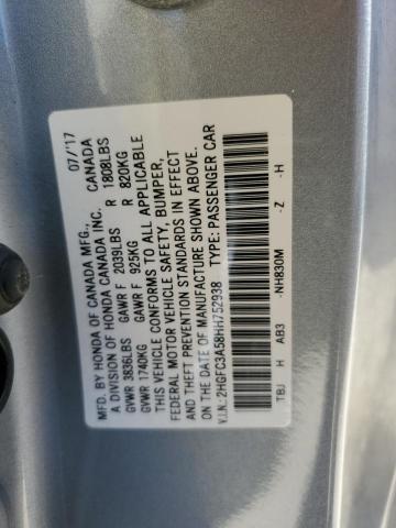 2HGFC3A58HH752938 - 2017 HONDA CIVIC SI SILVER photo 12