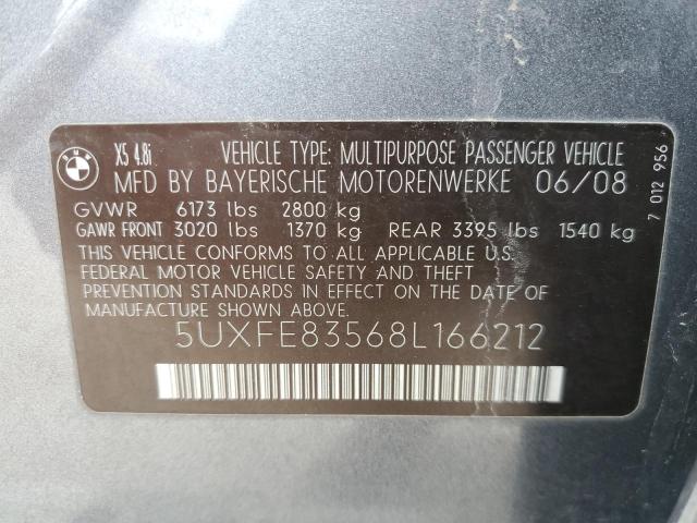 5UXFE83568L166212 - 2008 BMW X5 4.8I GRAY photo 12