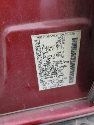 5N1AR18W85C735061 - 2005 NISSAN PATHFINDER LE 栗色 照片 12