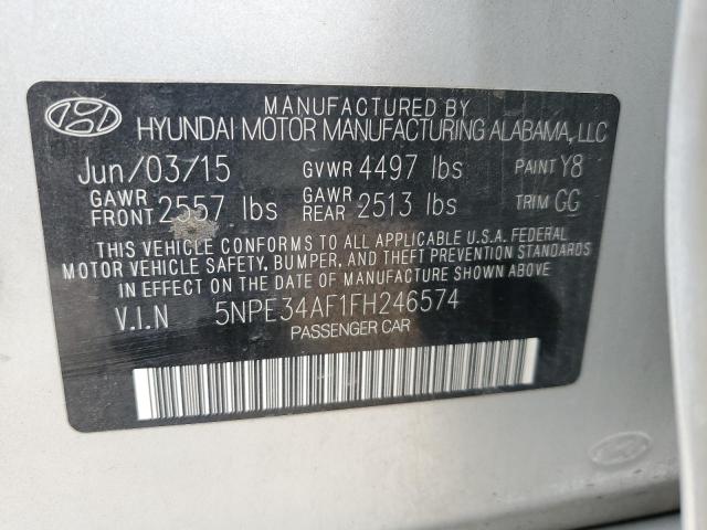 5NPE34AF1FH246574 - 2015 HYUNDAI SONATA SPORT SILVER photo 12