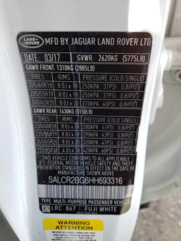 SALCR2BG6HH693316 - 2017 LAND ROVER DISCOVERY HSE WHITE photo 14