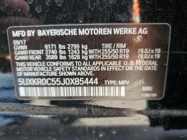 5UXKR0C55J0X85444 - 2018 BMW X5 XDRIVE35I BLACK photo 12