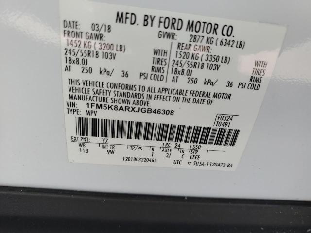 1FM5K8ARXJGB46308 - 2018 FORD EXPLORER POLICE INTERCEPTOR 白色 照片 13