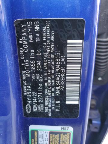 KMHLS4AG1PU468151 - 2023 HYUNDAI ELANTRA SEL BLUE photo 12