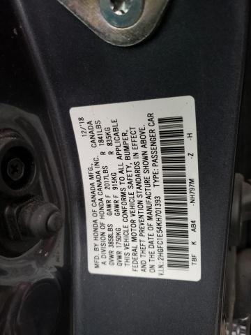 2HGFC1E54KH701393 - 2019 HONDA CIVIC SI GRAY photo 12