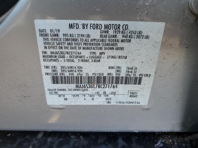 MAJ6S3GL7KC271764 - 2019 FORD ECOSPORT SE 银色 照片 14