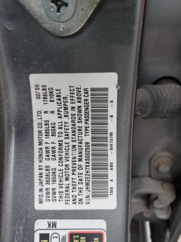 JHMZE2H7XAS002509 - 2010 HONDA INSIGHT EX GRAY photo 12