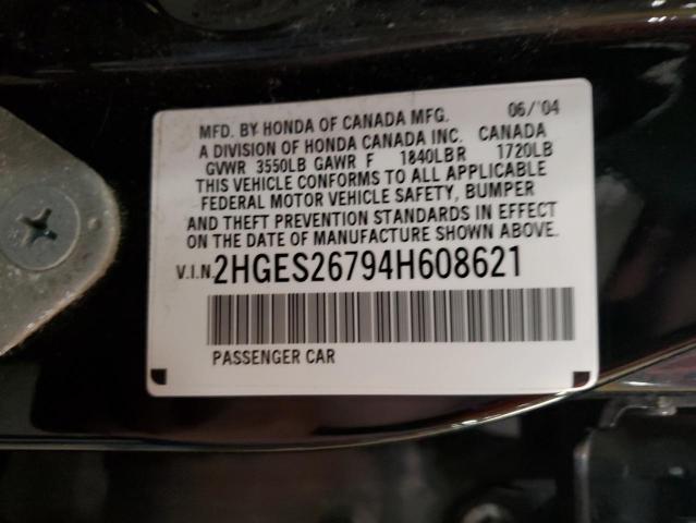 2HGES26794H608621 - 2004 HONDA CIVIC EX BLACK photo 13