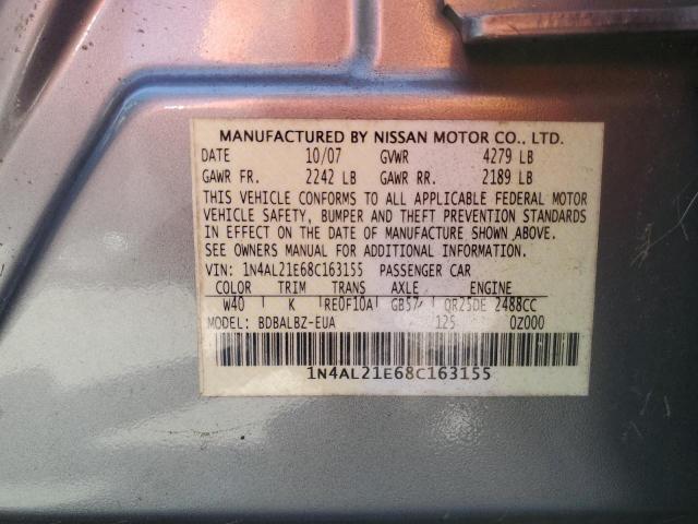 1N4AL21E68C163155 - 2008 NISSAN ALTIMA 2.5 GRAY photo 13