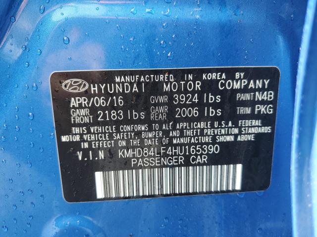 KMHD84LF4HU165390 - 2017 HYUNDAI ELANTRA SE BLUE photo 12