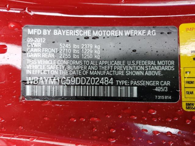 WBAYM1C59DDZ02484 - 2013 BMW 650 XI RED photo 12
