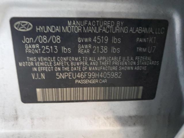 5NPEU46F99H405982 - 2009 HYUNDAI SONATA SE SILVER photo 12