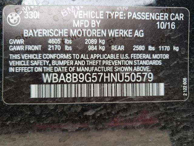 WBA8B9G57HNU50579 - 2017 BMW 330 I BLACK photo 12