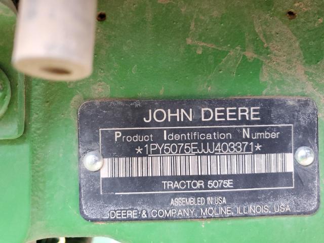 1PY5075EJJJ403371 - 2018 JOHN TRACTOR GREEN photo 10