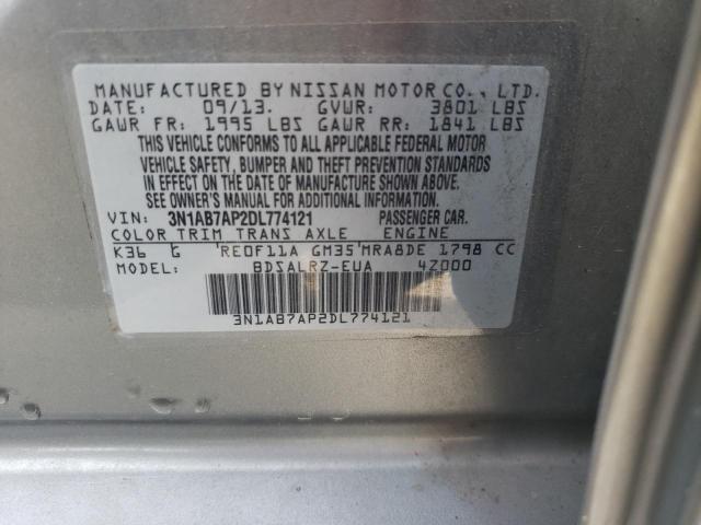 3N1AB7AP2DL774121 - 2013 NISSAN SENTRA S GRAY photo 13