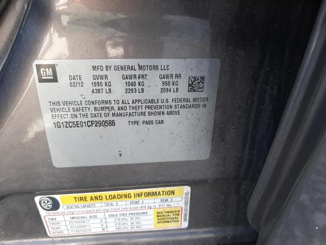 1G1ZC5E01CF290585 - 2012 CHEVROLET MALIBU 1LT Сұр фото 12