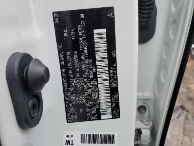 5TDGZRBHXLS034847 - 2020 TOYOTA HIGHLANDER XLE WHITE photo 13