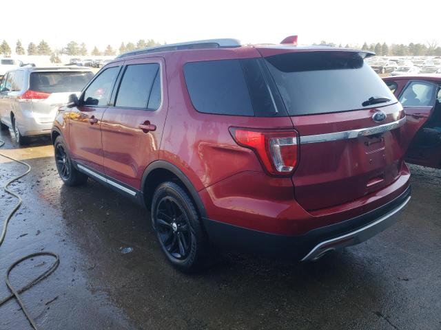 1FM5K7D85HGA85490 - 2017 FORD EXPLORER XLT RED photo 2