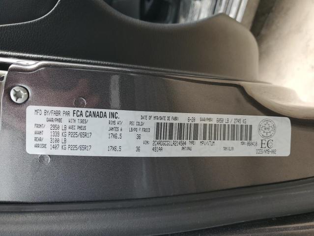 2C4RDGCG1LR214504 - 2020 DODGE GRAND CARA SXT GRAY photo 14