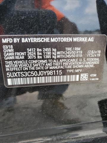 5UXTS3C50J0Y98115 - 2018 BMW X3 XDRIVEM40I BLACK photo 13
