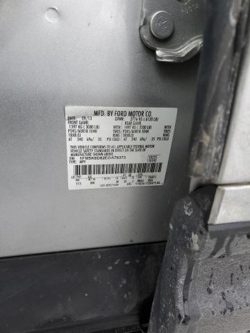 1FM5K8D82EGA79373 - 2014 FORD EXPLORER XLT 银色 照片 12