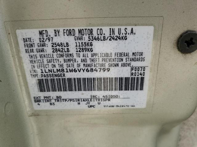 1LNLM81W6VY684799 - 1997 LINCOLN TOWN CAR EXECUTIVE TAN photo 12