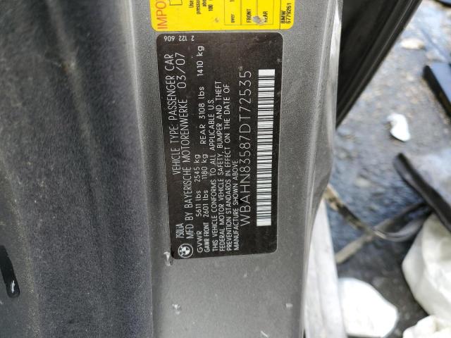 WBAHN83587DT72535 - 2007 BMW 750 GRAY photo 13