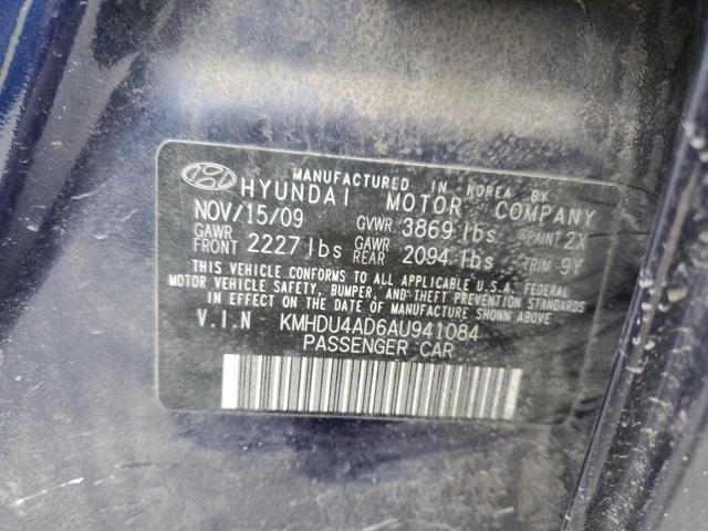 KMHDU4AD6AU941084 - 2010 HYUNDAI ELANTRA BLUE BLUE photo 12