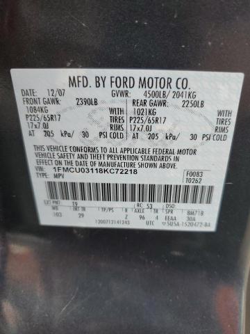 1FMCU03118KC72218 - 2008 FORD ESCAPE XLT CHARCOAL photo 13