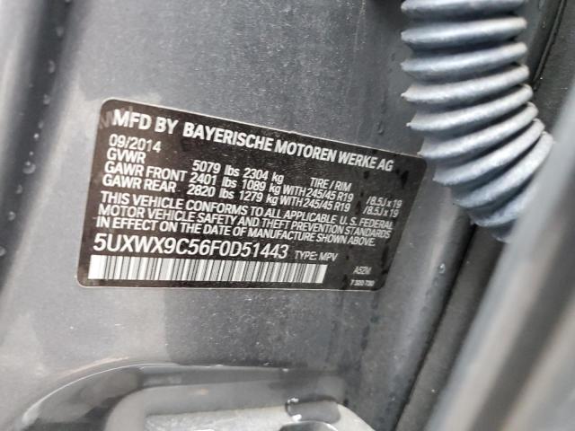 5UXWX9C56F0D51443 - 2015 BMW X3 XDRIVE28I GRAY photo 13