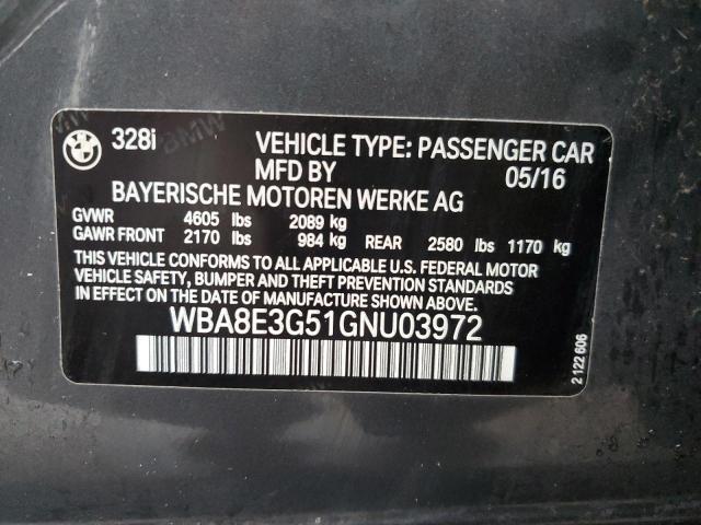 WBA8E3G51GNU03972 - 2016 BMW 328 XI SULEV GRAY photo 13