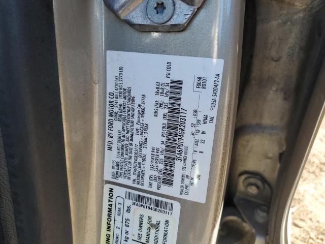 3FA6P0T94GR203117 - 2016 FORD FUSION SE GOLD photo 12