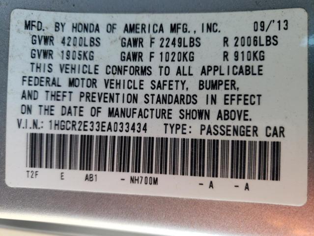 1HGCR2E33EA033434 - 2014 HONDA ACCORD LX SILVER photo 12