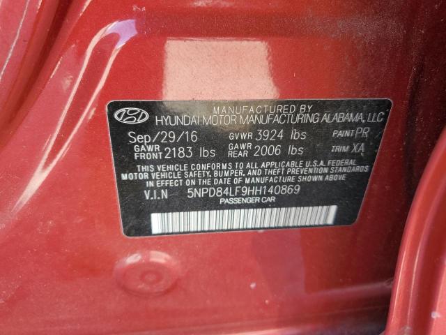 5NPD84LF9HH140869 - 2017 HYUNDAI ELANTRA SE RED photo 13