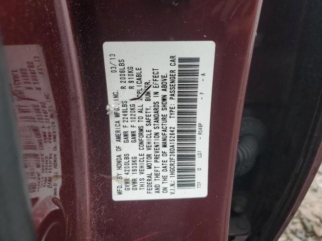 1HGCR2F36DA152642 - 2013 HONDA ACCORD LX BURGUNDY photo 12