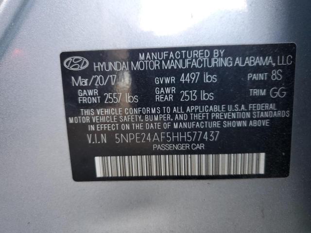 5NPE24AF5HH577437 - 2017 HYUNDAI SONATA SE SILVER photo 13