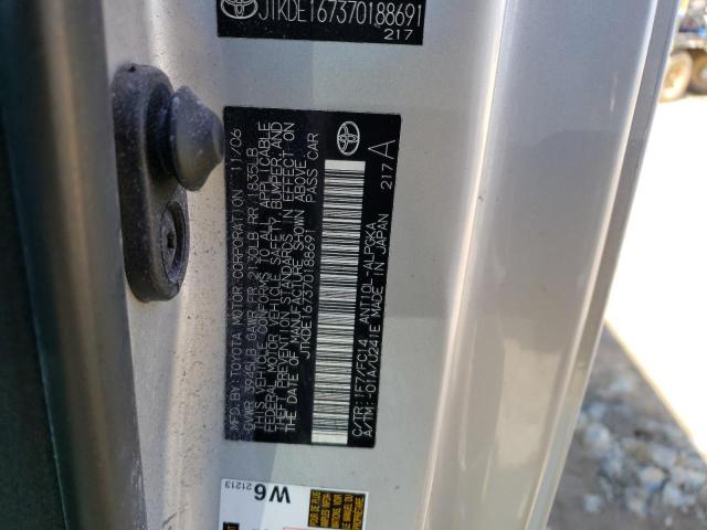 JTKDE167370188691 - 2007 TOYOTA SCION TC ვერცხლისფერი ფოტო 10