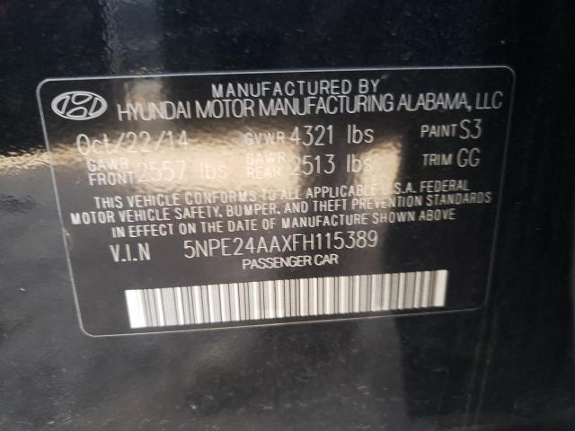 5NPE24AAXFH115389 - 2015 HYUNDAI SONATA ECO BLACK photo 12