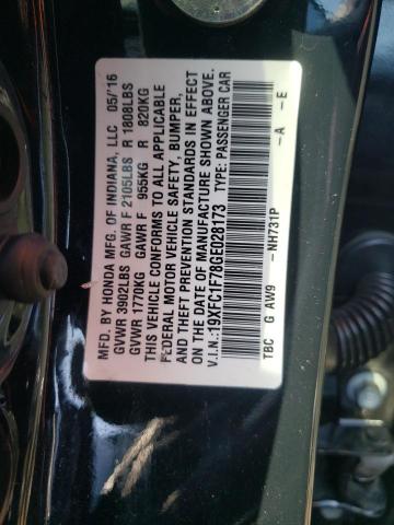 19XFC1F78GE028173 - 2016 HONDA CIVIC EXL შავი ფოტო 12