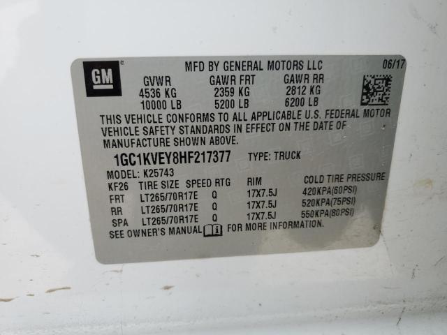 1GC1KVEY8HF217377 - 2017 CHEVROLET C/K2500 K2500 HEAVY DUTY LT WHITE photo 12